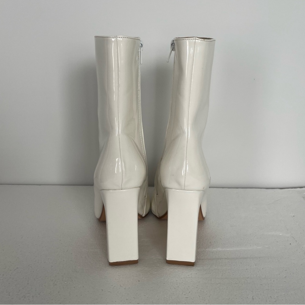 White Faux Leather Booties - Picture 4 of 9